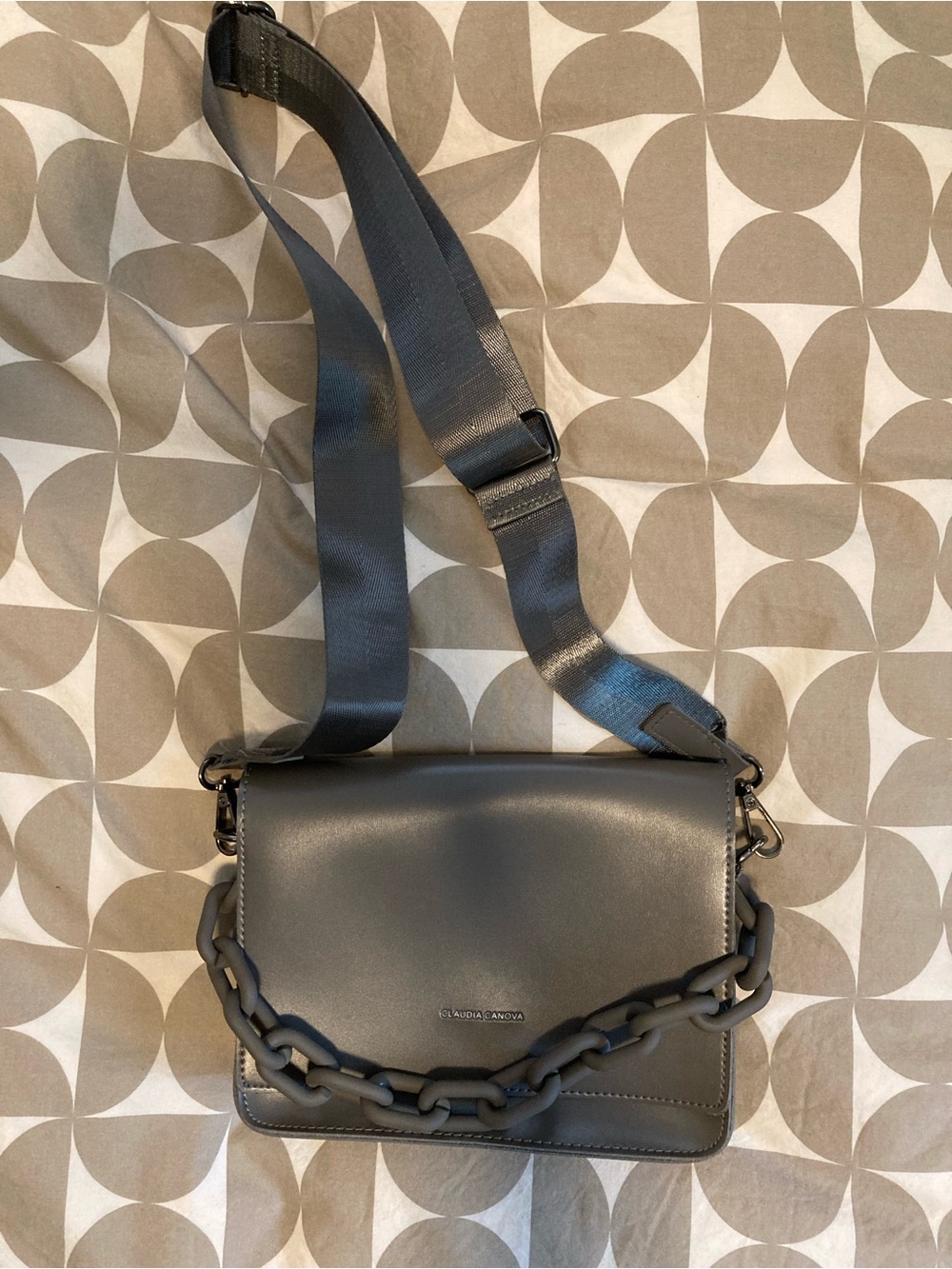 ASOS Claudia Canova Gray Crossbody Purse with Chain Detail